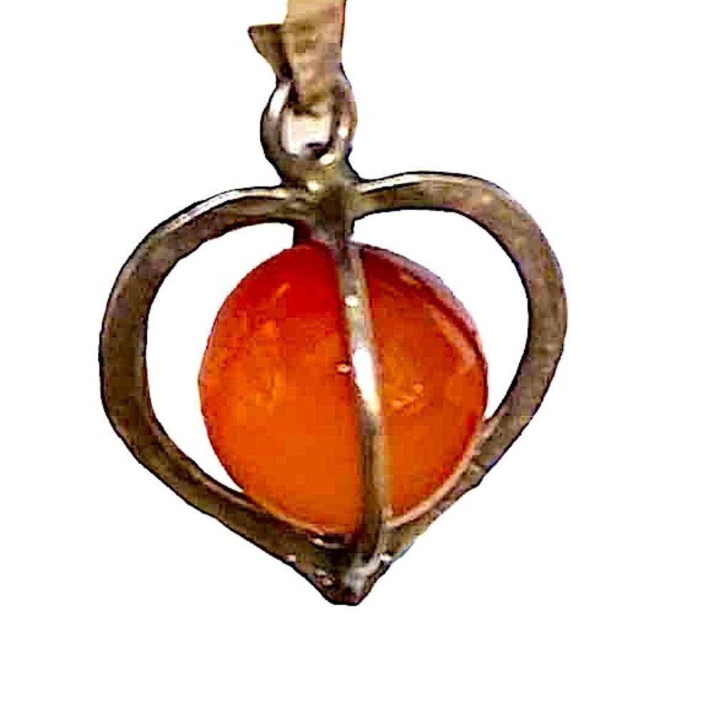 Vintage 1970s Sterling Silver 925 Carnelian Planet Orb Pendant Artisan crafted